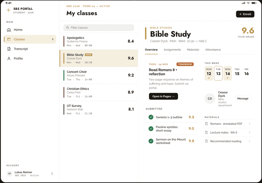 SBS Student app on iPad